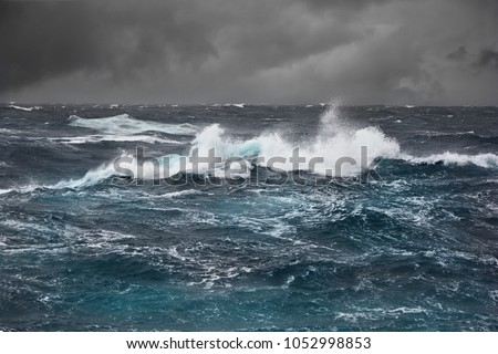 Sea wave in atlantic ocean during storm