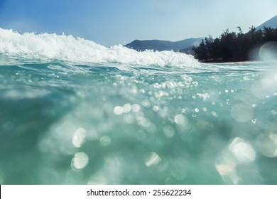 Sea Wave Bokeh Waterline Beach View Nobody