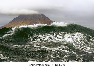 Sea Wave On The Background Of The Kuril Islands