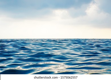 Sea Wave In The Rain Close Up, Low Angle View Water Background