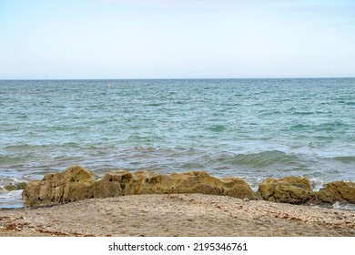 Sea Waves Lash Line Impact Rock On The Beach