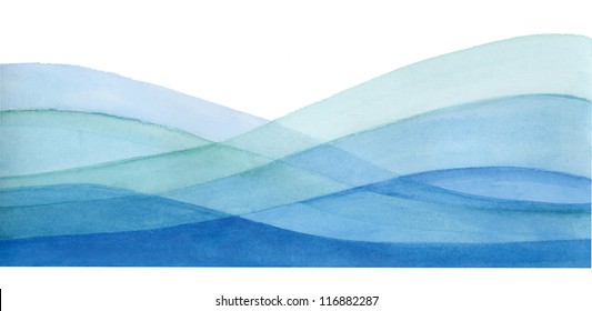 Sea Waves Swirl Blues Watercolor Hi Res