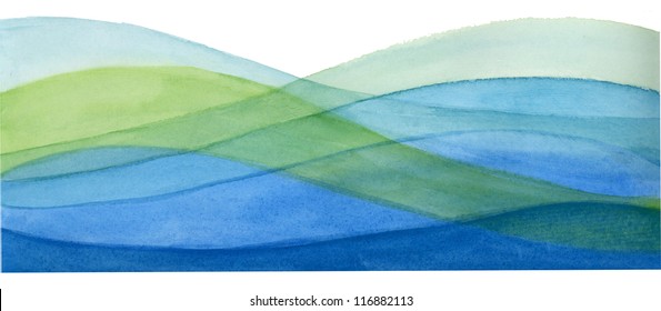 Sea Waves Swirl Watercolor Hi Res