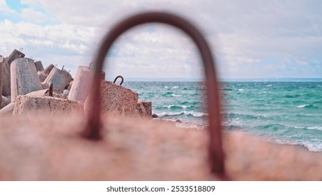 Sea Waves Water Splashing on Heavy Concrete Tetrapod Coastal Defense Structure Seawall Embankment - Powered by Shutterstock