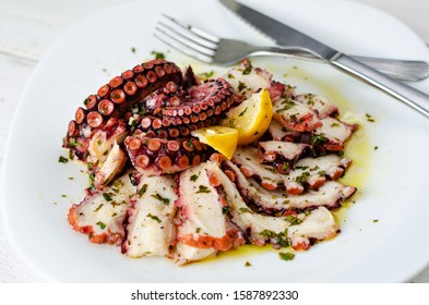 Seafood Appetizer Octopus Carpaccio On White Stock Photo 1587892330 ...