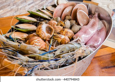 Seafood In Bucket With Flower