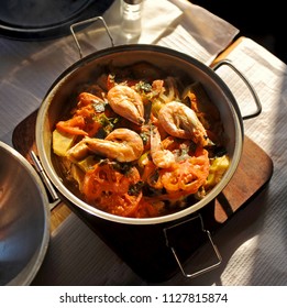 Seafood Cataplana Stew, Traditional Cuisine From The Algarve, Southern Portugal