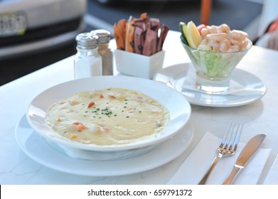 Seafood Chowder On Table