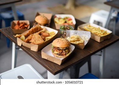 Seafood Feast At Fish And Chip Shop