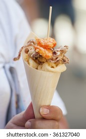 Seafood Fried. Street Food. Shooting Place - Venice, Italy.