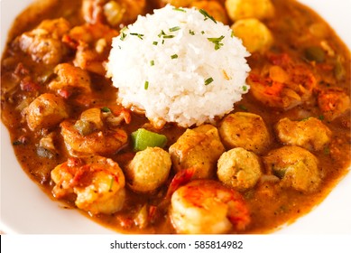 Seafood Gumbo Soup With White Rice