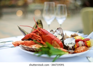 Seafood lobster on table in restaurant buffet