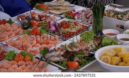 Seafood lunch on a yacht table, luxury seafood lunch during a yacht cruise