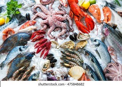 Seafood On Ice At The Fish Market