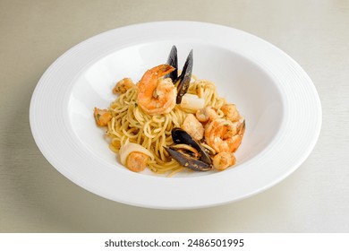 Seafood Pasta with Prawn and Mussels - Powered by Shutterstock