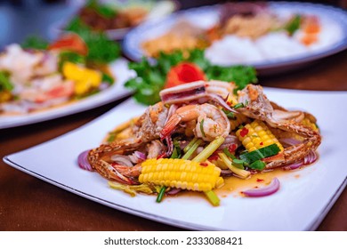 Seafood thai style fooddinner finedining