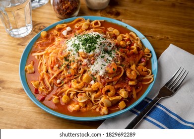 Seafood Tomato Sauce Pasta Linguine