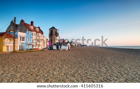 The seafront and beach at Aldeburgh on the Suffolk coast