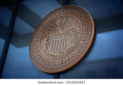 Seal of the Board of Governors of the United States Federal Reserve System. This version of the seal mostly dates from 1935.