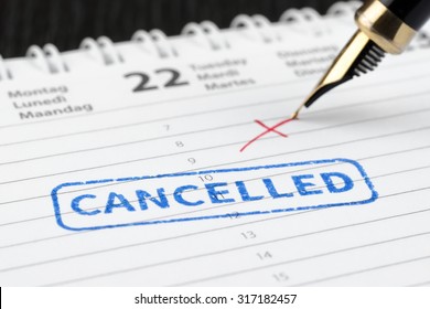 Seal cancelled stamped on paper planner