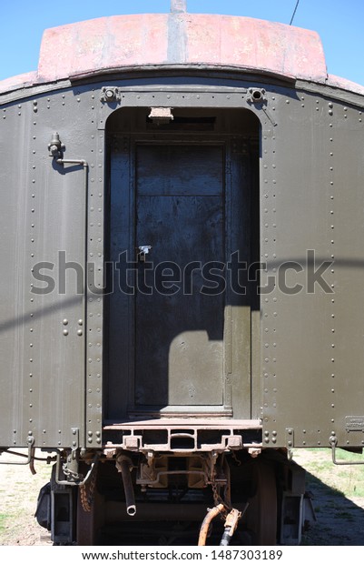 Sealed entrance to an old\
train car 