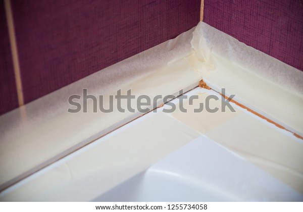 Sealing Seams Bathroom Sealant Stock Photo Edit Now 1255734058