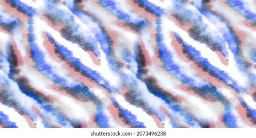 Seamless Animal Abstract Design. Indigo Cheetah Skin Pattern. Trendy Textile Print. Seamless Blue Artistic Animal Banner. Stripe Painting Dirty Watercolor. Artistic Pattern - Powered by Shutterstock