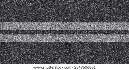 Seamless asphalt texture with unbroken double stripe at the center for road division, grunge tarmac surface with continuous double line, top view