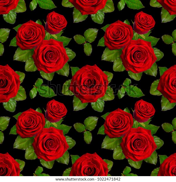 Seamless Background Red Roses On Black Stock Photo (Edit Now) 1022471842