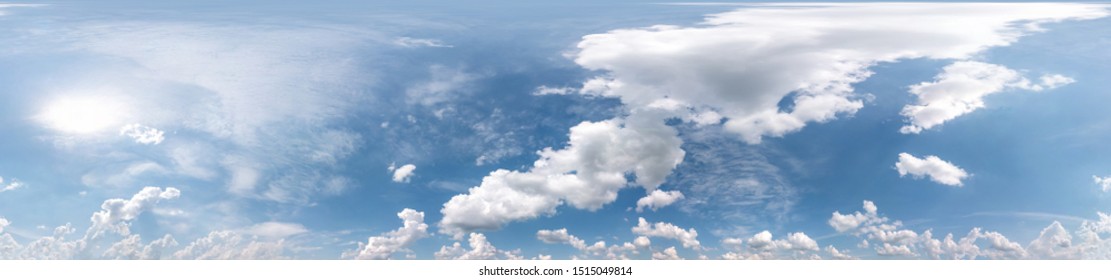 Seamless Cloudy Blue Sky Hdri Panorama 360 Degrees Angle View With Zenith And Beautiful Clouds For Use In 3d Graphics As Sky Dome Or Edit Drone Shot