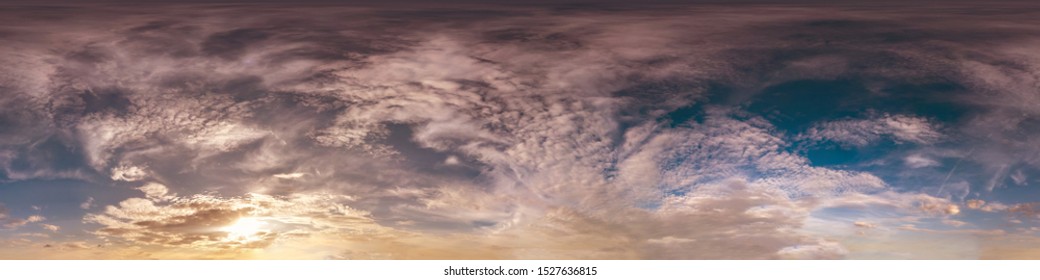 Seamless Cloudy Blue Sky Hdri Panorama 360 Degrees Angle View With Zenith And Beautiful Clouds For Use In 3d Graphics As Sky Dome Or Edit Drone Shot