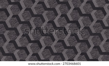 Seamless dark grey geometric pattern creating a three-dimensiona