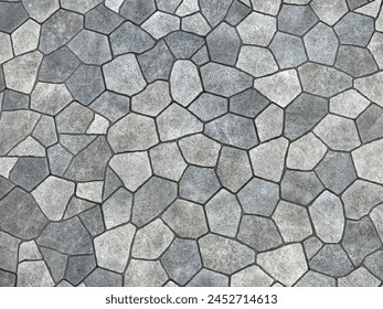 Seamless flagstone outdoor paving textures, or cobblestone cut flat in random pieces, grey, light grey, charcoal color. Monochrome stone slabs. Pavement and landscape paving stone background - Powered by Shutterstock