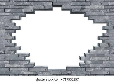 Seamless Gray Slate Stone Rock Wall With Breakthrough Hole Texture Modern  Design Pattern Background