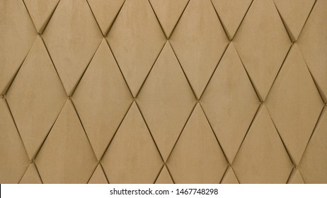 Seamless leather diamond shape pattern in beige color by craftmanship / seamless texture / abstract background material / handmade style