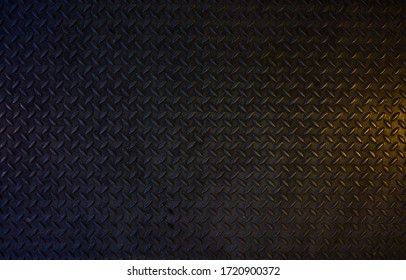 Seamless Metal Floor Plate With Diamond Pattern.Black Metal Background Or Black Steel Surface