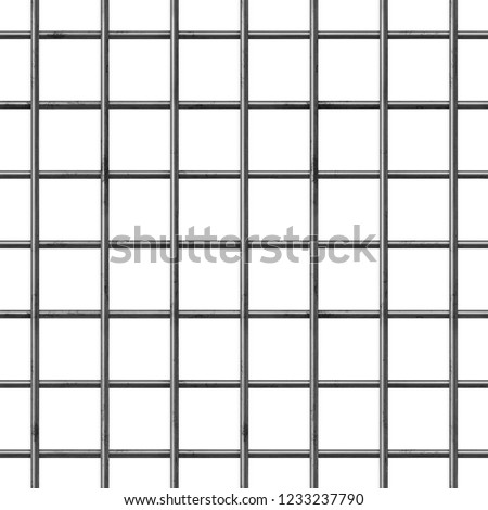 Seamless metal grille. Wire fence isolated on white background. Square pattern seamless