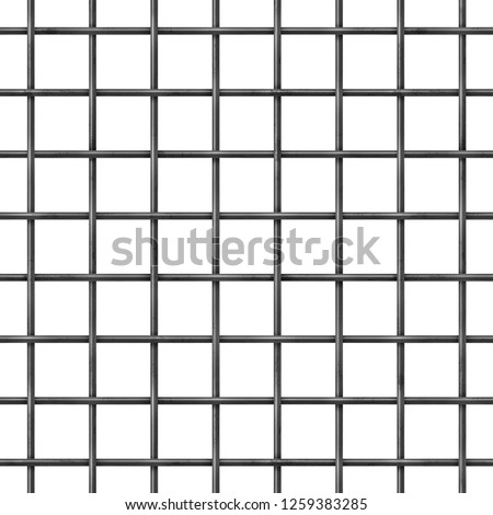 Seamless metal grille. Wire fence isolated on white background. Square pattern seamless.weave metal grille
