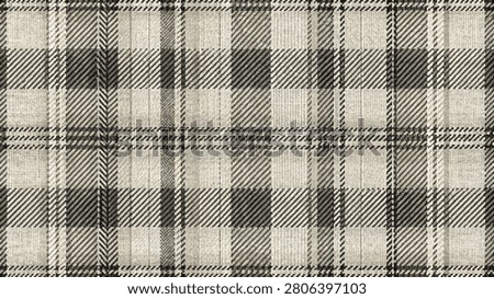 A seamless neutral plaid pattern features a detailed herringbone and checkered woven wool fabric texture.
