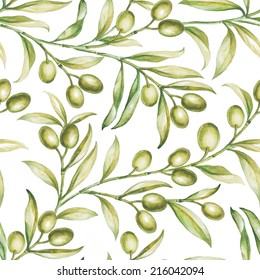 Seamless Olive Bunch Fabric Pattern.