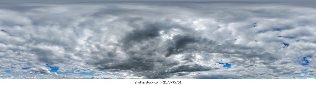 Seamless overcast blue sky hdri panorama 360 degrees angle view with zenith and beautiful clouds for use in 3d graphics as sky replacement and sky dome or edit drone shot	 - Shutterstock ID 2173995751