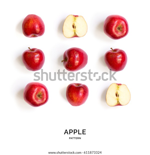 リンゴとシームレスな柄 熱帯の抽象的背景 白い背景に赤いリンゴの果実 の写真素材 今すぐ編集