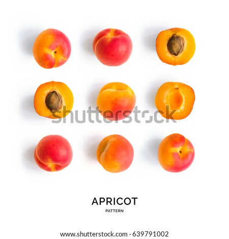 Seamless pattern with apricot. Tropical abstract background. Apricot on the white background.