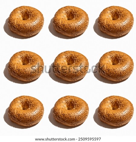 Seamless pattern with Beigel on white background.