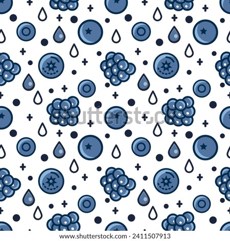 Seamless pattern with  berries. Vector background with blueberries, raspberries and blackberries.