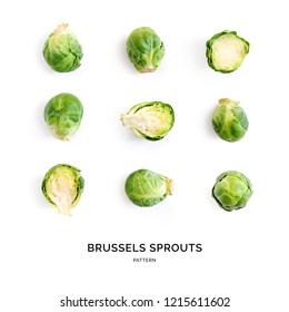 Seamless pattern with brussels cabbage. Abstract background. Brussels cabbage on the white background. - Shutterstock ID 1215611602