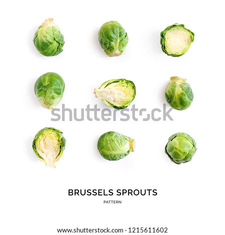 Seamless pattern with brussels cabbage. Abstract background. Brussels cabbage on the white background.