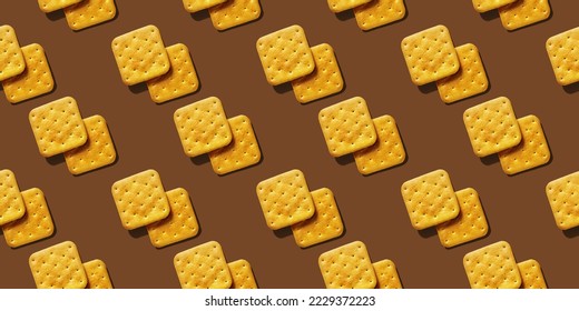Seamless pattern of crackers on brown background - Shutterstock ID 2229372223
