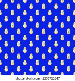 Seamless Pattern of Delectable Snowman Christmas Butter Cookies on Cobalt Blue Background - Shutterstock ID 2235721847