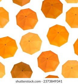Seamless pattern of different orange colors umbrellas isolated on white background